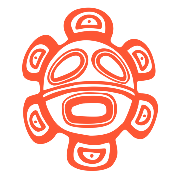 Orange Taíno-style sun symbol for Tainos.